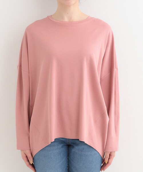 SHOO・LA・RUE(シューラルー)の「【洗濯機可/UV/綿100%】体型カバーが叶う ゆるトップス(Tシャツ/カットソー・レディース・ピンク系/ブラウン系その他/チャコールグレー/ホワイト・00)」の14枚目の写真