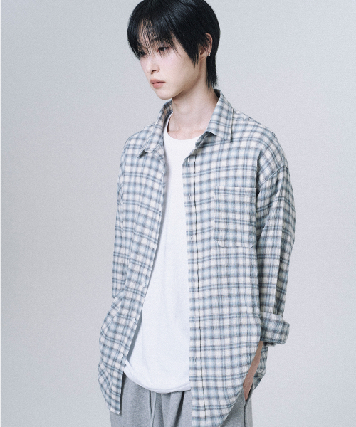 MOOVN(ムブン)の「サマーリンクルチェックシャツブルー(シャツ/ブラウス・メンズ・その他・LARGE/MEDIUM/SMALL)」の7枚目の写真