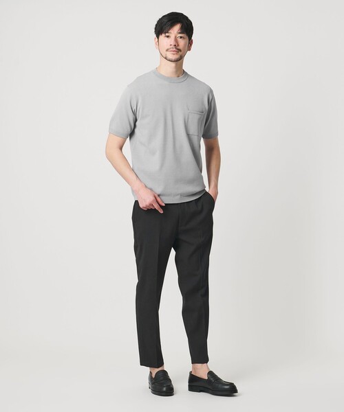 WEB限定 WARDROBE SMART】フラックスライク テーパード アンクルパンツ