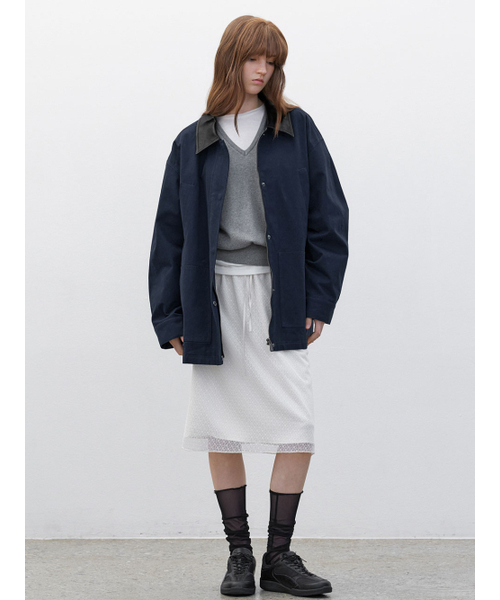 ATELIER NAIN(アトリエナイン)の「CORA LEATHER COTTON JACKET (CT-1481)(その他アウター・レディース・ネイビー・FREE)」の3枚目の写真