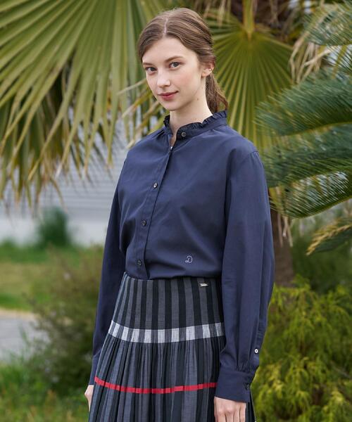 DRESSTERIOR（ドレステリア）の「【ウォッシャブル/通勤】スタンドフリル ブラウス（シャツ/ブラウス・レディース・オフホワイト/サックスブルー/ネイビー・38/36/34）」の3枚目の写真