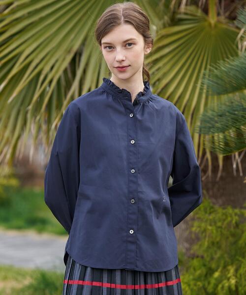 DRESSTERIOR（ドレステリア）の「【ウォッシャブル/通勤】スタンドフリル ブラウス（シャツ/ブラウス・レディース・オフホワイト/サックスブルー/ネイビー・38/36/34）」の5枚目の写真