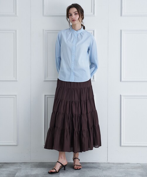 DRESSTERIOR（ドレステリア）の「【ウォッシャブル/通勤】スタンドフリル ブラウス（シャツ/ブラウス・レディース・オフホワイト/サックスブルー/ネイビー・38/36/34）」の8枚目の写真