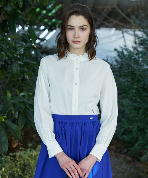 DRESSTERIOR（ドレステリア）の「【ウォッシャブル/通勤】スタンドフリル ブラウス（シャツ/ブラウス・レディース・オフホワイト/サックスブルー/ネイビー・38/36/34）」の9枚目の写真