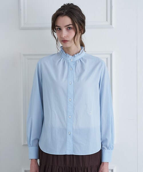 DRESSTERIOR（ドレステリア）の「【ウォッシャブル/通勤】スタンドフリル ブラウス（シャツ/ブラウス・レディース・オフホワイト/サックスブルー/ネイビー・38/36/34）」の14枚目の写真