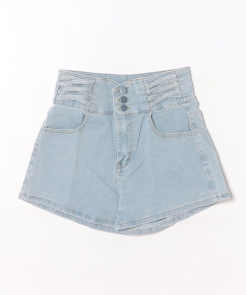 Songe(ソンジュ)の「ハイウエスデニムショートパンツ(デニムパンツ・レディース・ブルー/ブラック・L/M/S)」の14枚目の写真