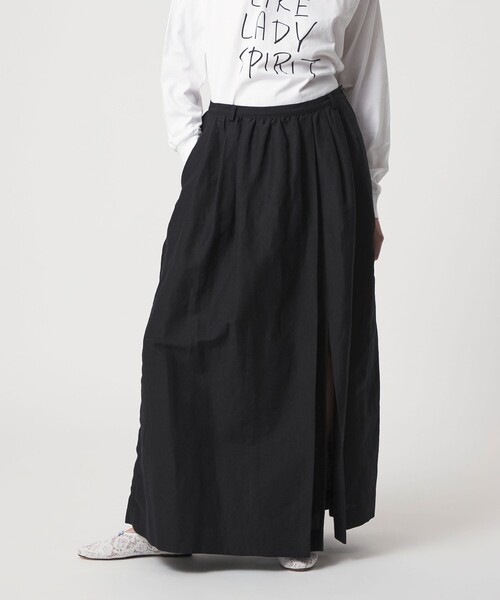 6（ロク）の「＜6(ROKU)＞麻ブレンド ロングスカート（スカート・レディース・ベージュ/ブラック・36/38）」の4枚目の写真