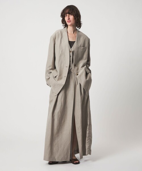 6（ロク）の「＜6(ROKU)＞麻ブレンド ロングスカート（スカート・レディース・ベージュ/ブラック・36/38）」の8枚目の写真