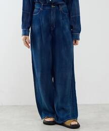 SOFFITTO（ソフィット）の「シアーデニムワイドパンツ（デニムパンツ）」