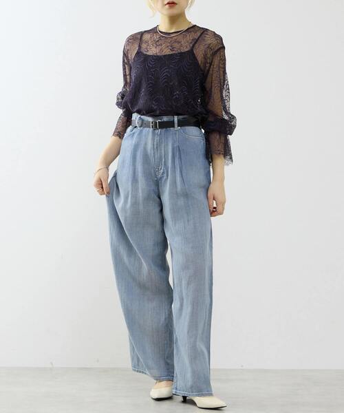 SOFFITTO(ソフィット)の「シアーデニムワイドパンツ(デニムパンツ・レディース・インディゴブルー/ケミカルウォッシュ・M/SS/S)」の18枚目の写真