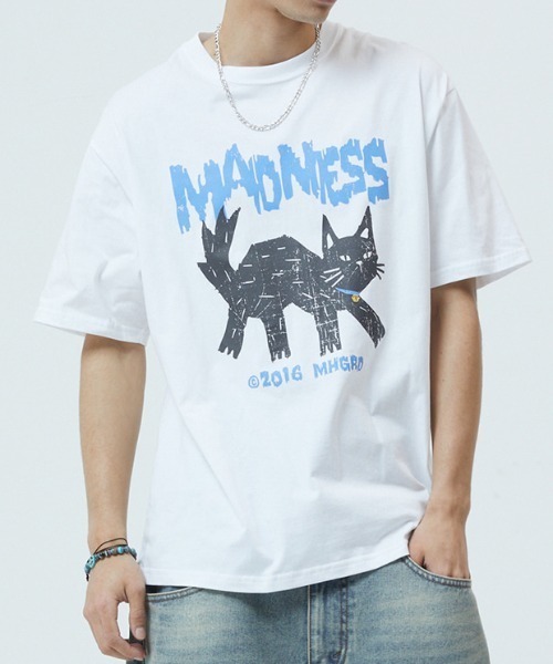 MAHAGRID(マハグリッド)の「『mahagrid/マハグリッド』MADNESS CAT TEE/マッドネス キャット Tシャツ(Tシャツ/カットソー・レディース・グレー/ホワイト/チャコールグレー・M)」の7枚目の写真