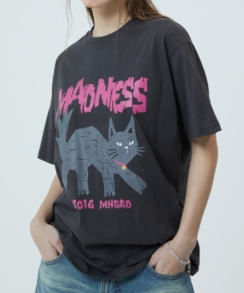 MAHAGRID(マハグリッド)の「『mahagrid/マハグリッド』MADNESS CAT TEE/マッドネス キャット Tシャツ(Tシャツ/カットソー・レディース・グレー/ホワイト/チャコールグレー・M)」の8枚目の写真