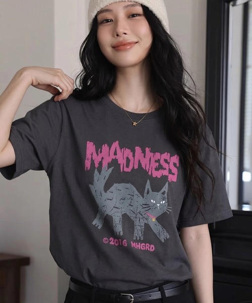 MAHAGRID(マハグリッド)の「『mahagrid/マハグリッド』MADNESS CAT TEE/マッドネス キャット Tシャツ(Tシャツ/カットソー・レディース・グレー/ホワイト/チャコールグレー・M)」の5枚目の写真