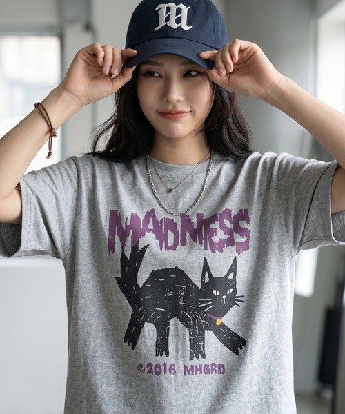 MAHAGRID(マハグリッド)の「『mahagrid/マハグリッド』MADNESS CAT TEE/マッドネス キャット Tシャツ(Tシャツ/カットソー・レディース・グレー/ホワイト/チャコールグレー・M)」の6枚目の写真