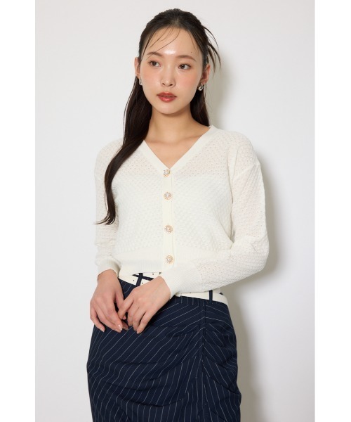 rienda（リエンダ）の「柄編みシアーカーディガン　春服（カーディガン/ボレロ・レディース・パープル/ホワイト/グレー・FREE）」の22枚目の写真