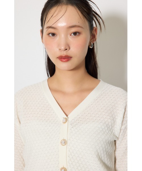 rienda（リエンダ）の「柄編みシアーカーディガン　春服（カーディガン/ボレロ・レディース・パープル/ホワイト/グレー・FREE）」の7枚目の写真