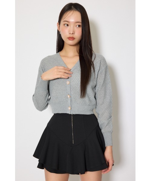 rienda（リエンダ）の「柄編みシアーカーディガン　春服（カーディガン/ボレロ・レディース・パープル/ホワイト/グレー・FREE）」の10枚目の写真