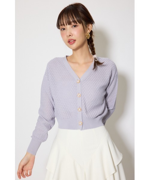 rienda（リエンダ）の「柄編みシアーカーディガン　春服（カーディガン/ボレロ・レディース・パープル/ホワイト/グレー・FREE）」の16枚目の写真