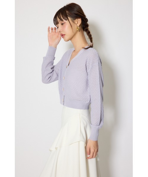 rienda（リエンダ）の「柄編みシアーカーディガン　春服（カーディガン/ボレロ・レディース・パープル/ホワイト/グレー・FREE）」の17枚目の写真
