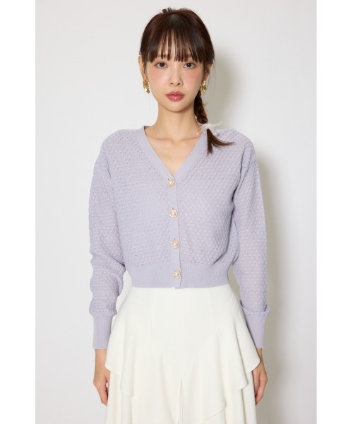 rienda（リエンダ）の「柄編みシアーカーディガン　春服（カーディガン/ボレロ・レディース・パープル/ホワイト/グレー・FREE）」の21枚目の写真