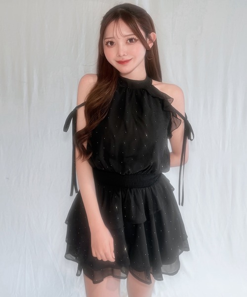 NOMAE(ノーマエ)の「アメスリフリルミニワンピース(ワンピース・レディース・ブルー系その他/ピンク系その他/ホワイト/ブラック/ピンク・FREE)」の2枚目の写真