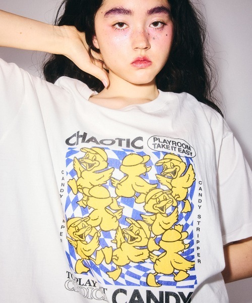 Candy Stripper(キャンディストリッパー)の「CHAOTIC CANDYS BIG Tシャツ(Tシャツ/カットソー・レディース・ブラック/ブルー/オフホワイト・FREE)」の4枚目の写真