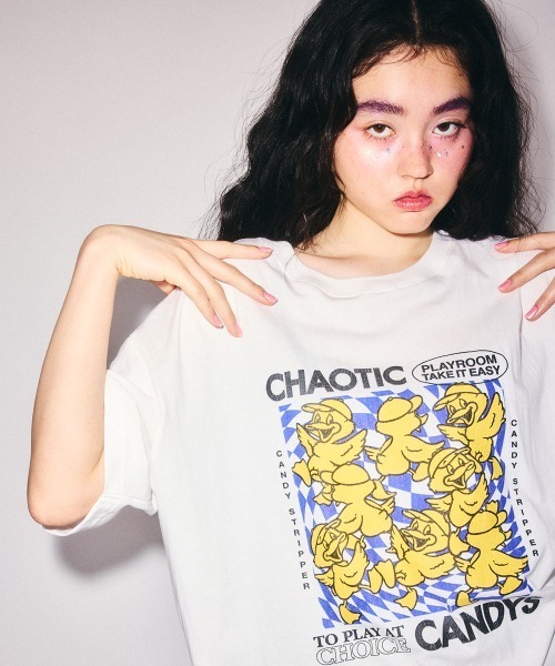 Candy Stripper(キャンディストリッパー)の「CHAOTIC CANDYS BIG Tシャツ(Tシャツ/カットソー・レディース・ブラック/ブルー/オフホワイト・FREE)」の5枚目の写真