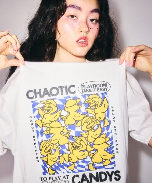 Candy Stripper(キャンディストリッパー)の「CHAOTIC CANDYS BIG Tシャツ(Tシャツ/カットソー・レディース・ブラック/ブルー/オフホワイト・FREE)」の6枚目の写真
