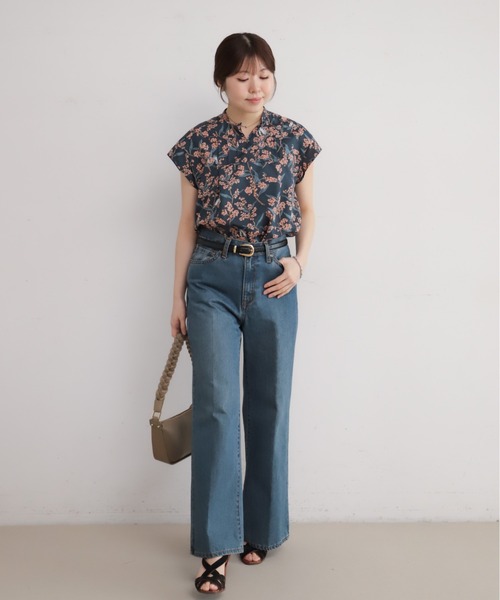 NOMBRE IMPAIR(ノンブルアンペール)の「キンモクセイPT スキッパーフレンチブラウス(シャツ/ブラウス・レディース・ネイビー/グリーン・FREE)」の3枚目の写真