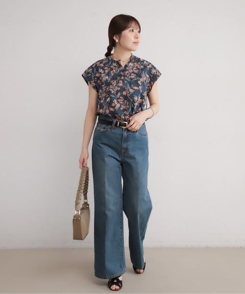 NOMBRE IMPAIR(ノンブルアンペール)の「キンモクセイPT スキッパーフレンチブラウス(シャツ/ブラウス・レディース・ネイビー/グリーン・FREE)」の5枚目の写真