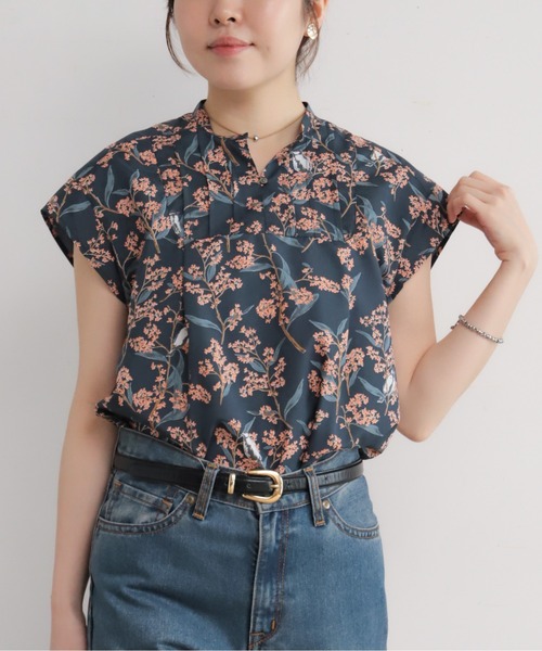 NOMBRE IMPAIR(ノンブルアンペール)の「キンモクセイPT スキッパーフレンチブラウス(シャツ/ブラウス・レディース・ネイビー/グリーン・FREE)」の4枚目の写真