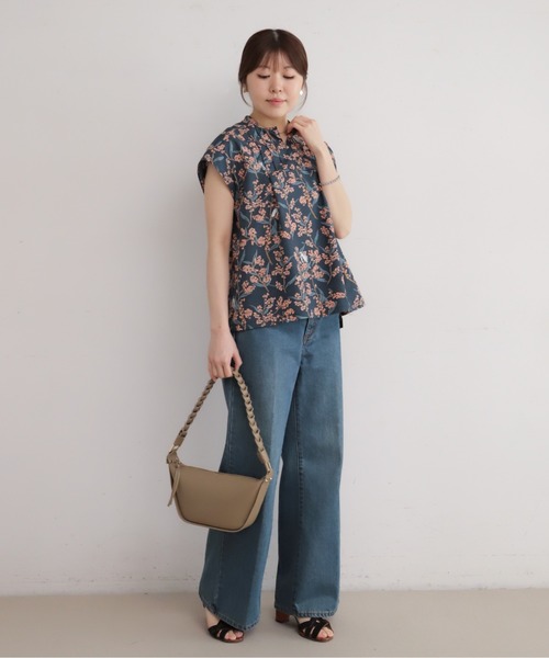 NOMBRE IMPAIR(ノンブルアンペール)の「キンモクセイPT スキッパーフレンチブラウス(シャツ/ブラウス・レディース・ネイビー/グリーン・FREE)」の6枚目の写真