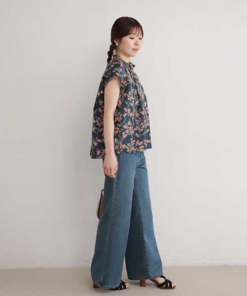 NOMBRE IMPAIR(ノンブルアンペール)の「キンモクセイPT スキッパーフレンチブラウス(シャツ/ブラウス・レディース・ネイビー/グリーン・FREE)」の7枚目の写真