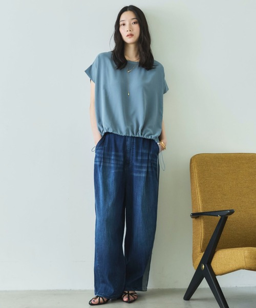 Doux archives（ドゥアルシーヴ）の「【マイナス３℃デニム】サイドラインバレルパンツ（デニムパンツ・レディース・オフホワイト/ブルー/サックスブルー・FREE）」の6枚目の写真