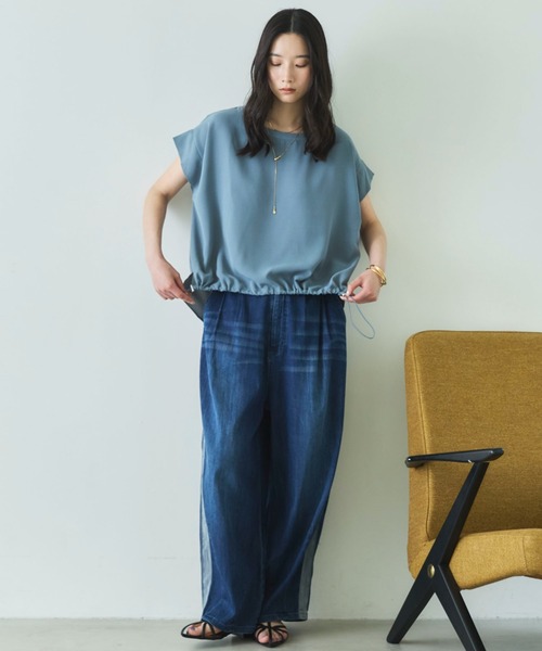 Doux archives（ドゥアルシーヴ）の「【マイナス３℃デニム】サイドラインバレルパンツ（デニムパンツ・レディース・オフホワイト/ブルー/サックスブルー・FREE）」の7枚目の写真