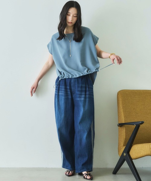 Doux archives（ドゥアルシーヴ）の「【マイナス３℃デニム】サイドラインバレルパンツ（デニムパンツ・レディース・オフホワイト/ブルー/サックスブルー・FREE）」の8枚目の写真