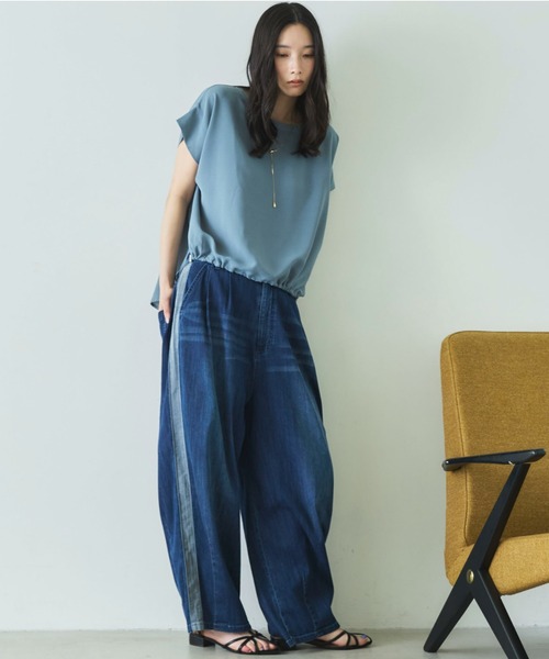 Doux archives（ドゥアルシーヴ）の「【マイナス３℃デニム】サイドラインバレルパンツ（デニムパンツ・レディース・オフホワイト/ブルー/サックスブルー・FREE）」の14枚目の写真