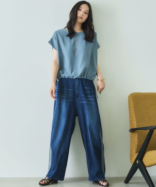 Doux archives（ドゥアルシーヴ）の「【マイナス３℃デニム】サイドラインバレルパンツ（デニムパンツ・レディース・オフホワイト/ブルー/サックスブルー・FREE）」の15枚目の写真