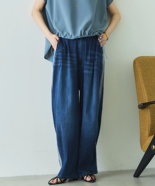 Doux archives（ドゥアルシーヴ）の「【マイナス３℃デニム】サイドラインバレルパンツ（デニムパンツ・レディース・オフホワイト/ブルー/サックスブルー・FREE）」の16枚目の写真