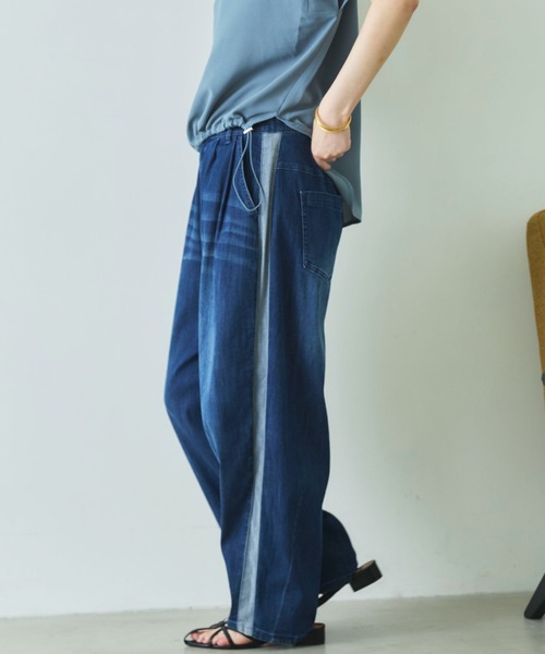 Doux archives（ドゥアルシーヴ）の「【マイナス３℃デニム】サイドラインバレルパンツ（デニムパンツ・レディース・オフホワイト/ブルー/サックスブルー・FREE）」の19枚目の写真