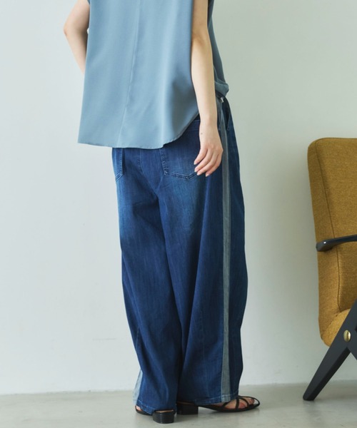 Doux archives（ドゥアルシーヴ）の「【マイナス３℃デニム】サイドラインバレルパンツ（デニムパンツ・レディース・オフホワイト/ブルー/サックスブルー・FREE）」の21枚目の写真