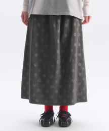 ambler（エムブラー）の「ドットスカート フレア マキシ ロングスカート ASK401 (ダークグレー)（スカート）」