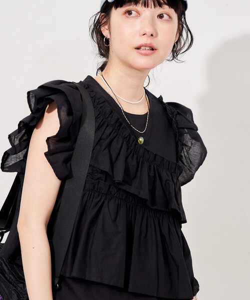 FREAK'S STORE(フリークスストア)の「インド フリルブラウス(シャツ/ブラウス・レディース・ネイビー/ブラウン/オフホワイト/ブラック・フリ-)」の2枚目の写真