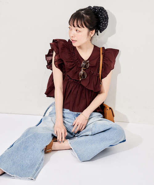 FREAK'S STORE(フリークスストア)の「インド フリルブラウス(シャツ/ブラウス・レディース・ネイビー/ブラウン/オフホワイト/ブラック・フリ-)」の15枚目の写真