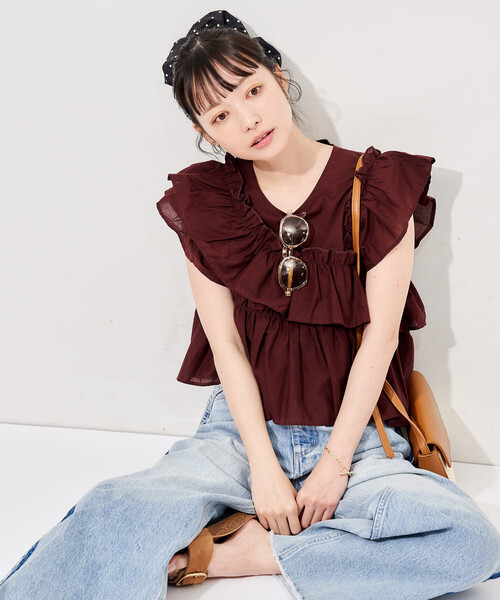 FREAK'S STORE(フリークスストア)の「インド フリルブラウス(シャツ/ブラウス・レディース・ネイビー/ブラウン/オフホワイト/ブラック・フリ-)」の20枚目の写真