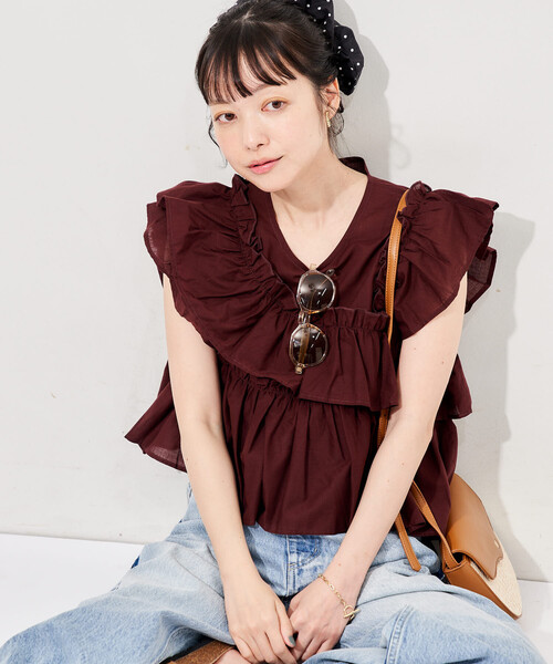 FREAK'S STORE(フリークスストア)の「インド フリルブラウス(シャツ/ブラウス・レディース・ネイビー/ブラウン/オフホワイト/ブラック・フリ-)」の21枚目の写真