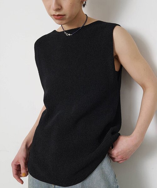 Whim Gazette（ウィムガゼット）の「ペーパーノースリーブニット（ニット/セーター・レディース・モカ/ベージュ/ブラック・FREE）」の19枚目の写真