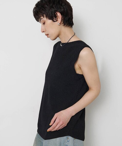 Whim Gazette（ウィムガゼット）の「ペーパーノースリーブニット（ニット/セーター・レディース・モカ/ベージュ/ブラック・FREE）」の15枚目の写真
