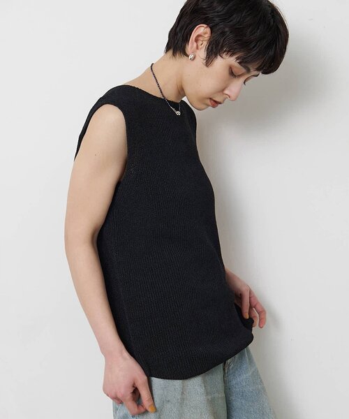 Whim Gazette（ウィムガゼット）の「ペーパーノースリーブニット（ニット/セーター・レディース・モカ/ベージュ/ブラック・FREE）」の17枚目の写真