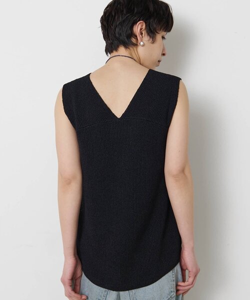 Whim Gazette（ウィムガゼット）の「ペーパーノースリーブニット（ニット/セーター・レディース・モカ/ベージュ/ブラック・FREE）」の16枚目の写真